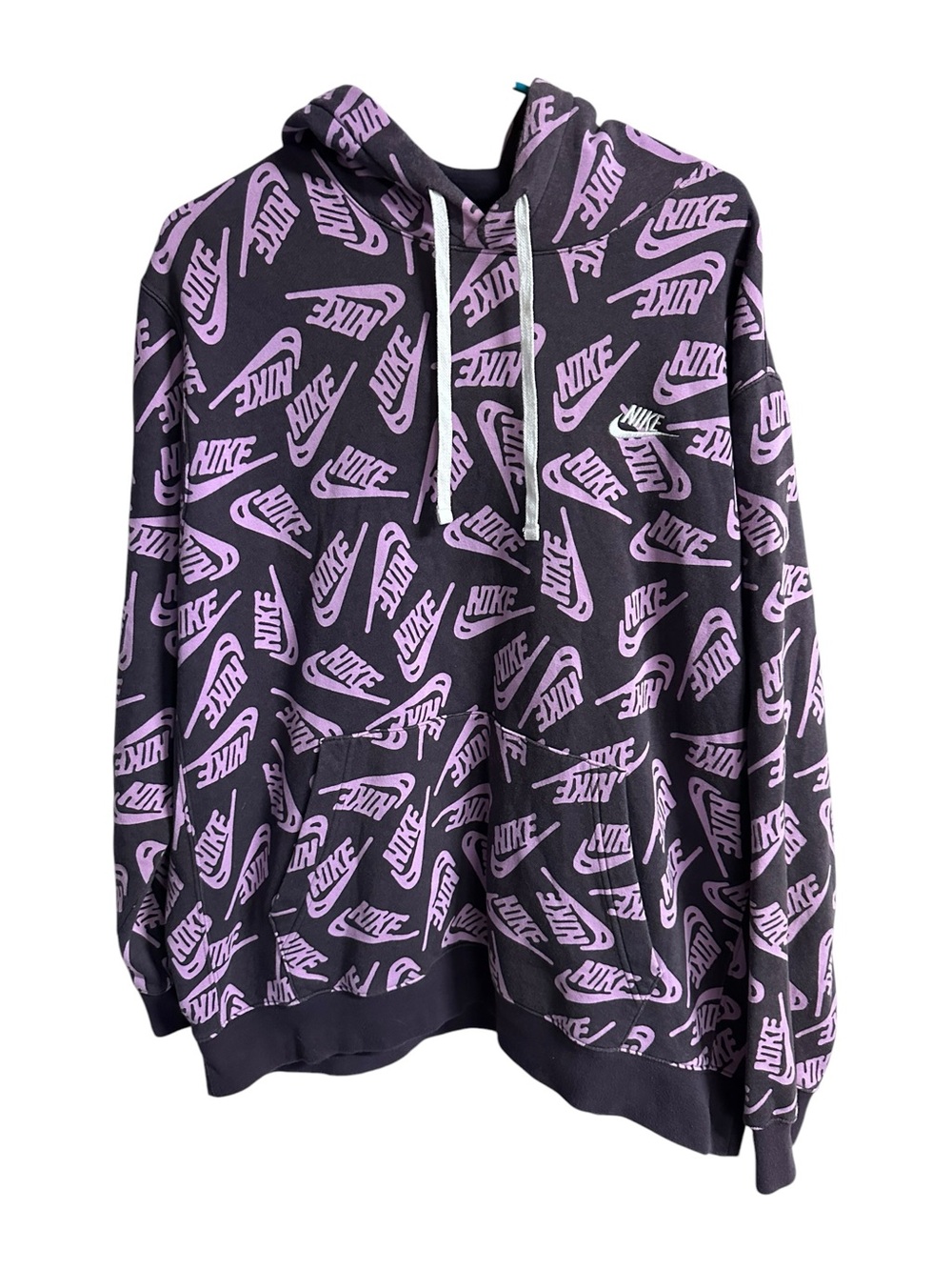 Nike Y2K All Over Swoosh Hoodie Mens LT Purple Black Graphic Streetwear